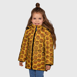 Куртка зимняя для девочки Volumetric honeycombs, цвет: 3D-светло-серый — фото 2