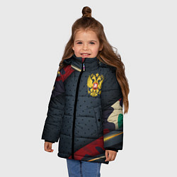 Куртка зимняя для девочки Герб России черно-красный камуфляж, цвет: 3D-черный — фото 2