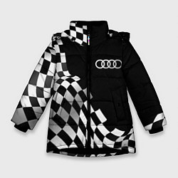 Куртка зимняя для девочки Audi racing flag, цвет: 3D-черный