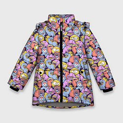 Куртка зимняя для девочки Монстры и пришельцы, цвет: 3D-светло-серый