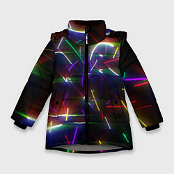 Зимняя куртка для девочки Разноцветные неоновые линии