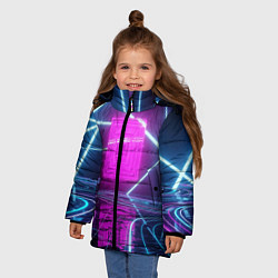 Куртка зимняя для девочки Неоновые декорации, цвет: 3D-светло-серый — фото 2