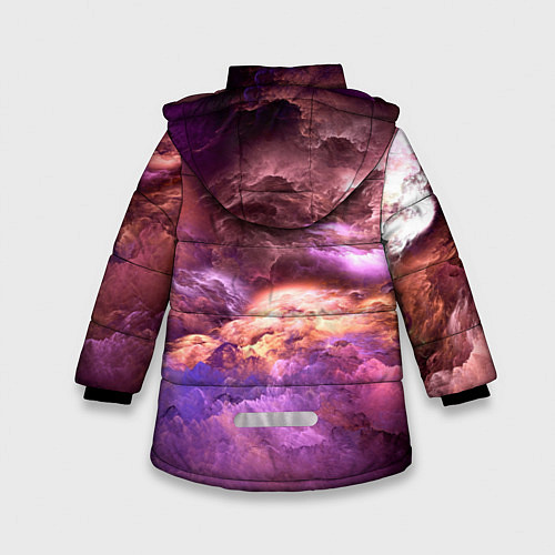 Зимняя куртка для девочки Необычное фиолетовое облако / 3D-Светло-серый – фото 2