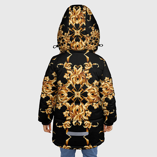 Зимняя куртка для девочки Золотая гжель цветы / 3D-Светло-серый – фото 4
