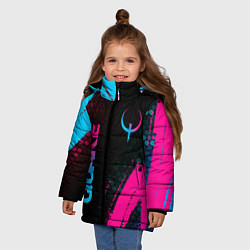 Куртка зимняя для девочки Quake - neon gradient: надпись, символ, цвет: 3D-черный — фото 2