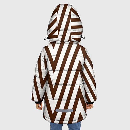Зимняя куртка для девочки Геометрические треугольные линии / 3D-Светло-серый – фото 4