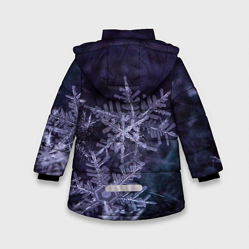 Зимняя куртка для девочки Снежинки макро фото / 3D-Светло-серый – фото 2