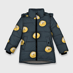 Куртка зимняя для девочки Грусть смайла, цвет: 3D-светло-серый