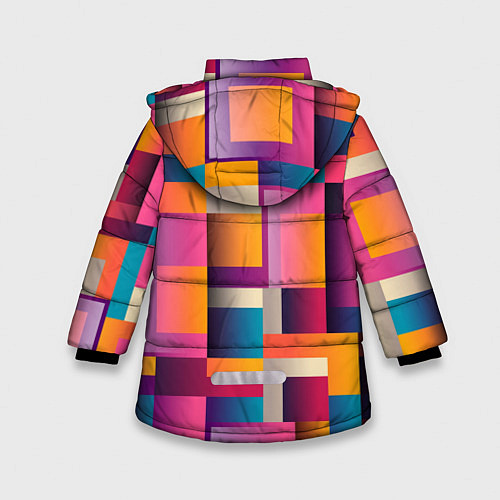 Зимняя куртка для девочки Квадрат и прямоугольники / 3D-Светло-серый – фото 2