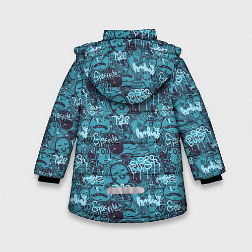 Зимняя куртка для девочки Рожицы и надпись граффити / 3D-Светло-серый – фото 2