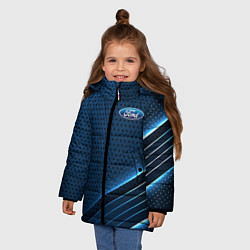 Куртка зимняя для девочки Ford Абстракция карбон, цвет: 3D-красный — фото 2