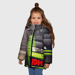 Куртка зимняя для девочки JDM машина зеленая тюнингованная, цвет: 3D-красный — фото 2
