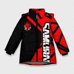 Куртка зимняя для девочки Cyberpunk 2077 - Надпись Samurai, цвет: 3D-светло-серый