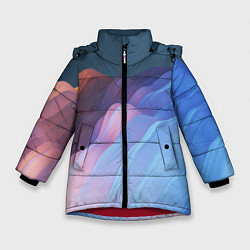 Куртка зимняя для девочки Волнообразные абстрактные субстанции, цвет: 3D-красный