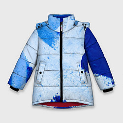 Зимняя куртка для девочки Белый крест на синем фоне