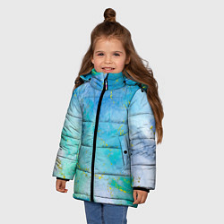 Куртка зимняя для девочки Мраморная лазурь с золотыми прожилками, цвет: 3D-красный — фото 2