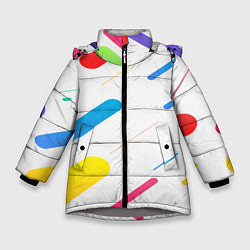 Зимняя куртка для девочки Разноцветные круги и полосы