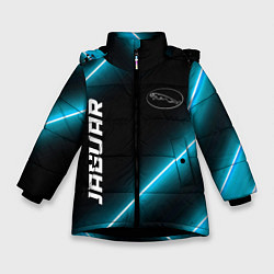 Куртка зимняя для девочки Jaguar неоновые лампы, цвет: 3D-черный