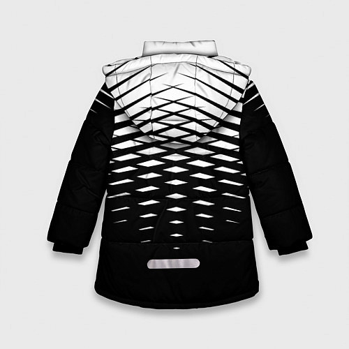 Зимняя куртка для девочки Черно-белая симметричная сетка из треугольников / 3D-Светло-серый – фото 2