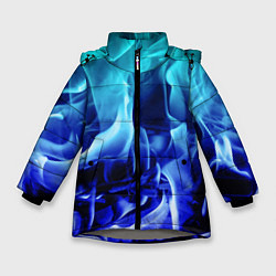 Куртка зимняя для девочки Огненный неоновый градиент, цвет: 3D-светло-серый