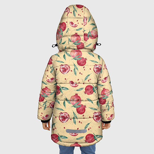 Зимняя куртка для девочки Узор с акварельными гранатами / 3D-Светло-серый – фото 4