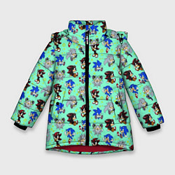 Куртка зимняя для девочки Ежик Соник и его друзья, цвет: 3D-красный