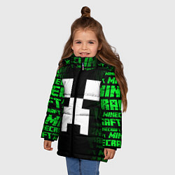 Куртка зимняя для девочки Лицо Крипера - Майнкрафт, цвет: 3D-светло-серый — фото 2
