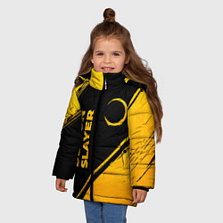 Куртка зимняя для девочки Demon Slayer - gold gradient: надпись, символ, цвет: 3D-черный — фото 2