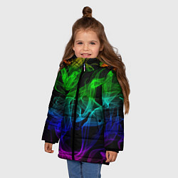 Куртка зимняя для девочки Разноцветный неоновый дым, цвет: 3D-светло-серый — фото 2