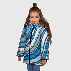 Куртка зимняя для девочки Волнистые полосы - текстура, цвет: 3D-черный — фото 2