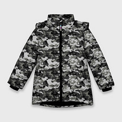 Куртка зимняя для девочки Камуфляж URBAN городской, цвет: 3D-черный