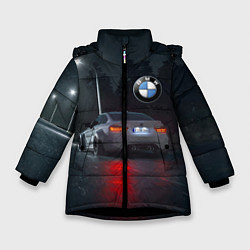 Куртка зимняя для девочки Крутая бэха на ночной трассе, цвет: 3D-черный