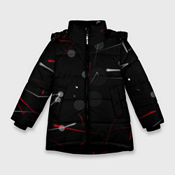 Куртка зимняя для девочки Движение частиц, цвет: 3D-черный