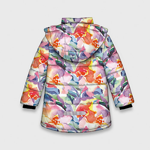 Зимняя куртка для девочки Нежные акварельные лепестки абстракция / 3D-Светло-серый – фото 2