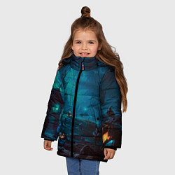 Куртка зимняя для девочки Волшебная ночь, цвет: 3D-светло-серый — фото 2