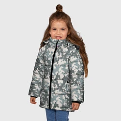Куртка зимняя для девочки Камуфляж серый пиксель, цвет: 3D-черный — фото 2