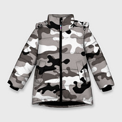 Куртка зимняя для девочки Камуфляж Urban крупный, цвет: 3D-черный