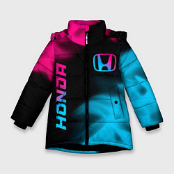 Куртка зимняя для девочки Honda - neon gradient: надпись, символ, цвет: 3D-черный
