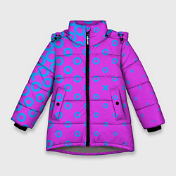Куртка зимняя для девочки Голубые круглешки, цвет: 3D-светло-серый