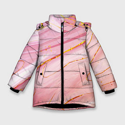 Куртка зимняя для девочки Коралловый мрамор, цвет: 3D-черный