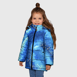 Куртка зимняя для девочки Расплескалась синева абстракция, цвет: 3D-красный — фото 2