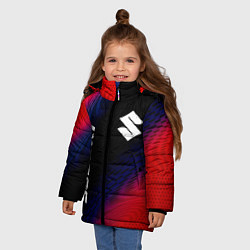 Куртка зимняя для девочки Suzuki красный карбон, цвет: 3D-черный — фото 2