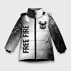 Зимняя куртка для девочки Free Fire glitch на светлом фоне: надпись, символ