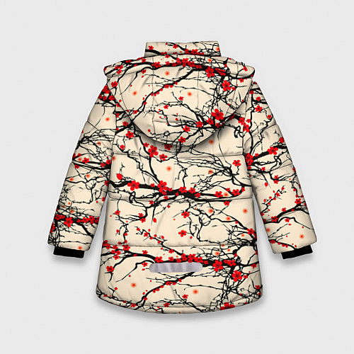 Зимняя куртка для девочки Sakura flowers / 3D-Красный – фото 2