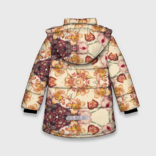 Зимняя куртка для девочки Цветы абстрактные розы / 3D-Светло-серый – фото 2
