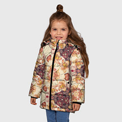 Куртка зимняя для девочки Цветы абстрактные розы, цвет: 3D-светло-серый — фото 2
