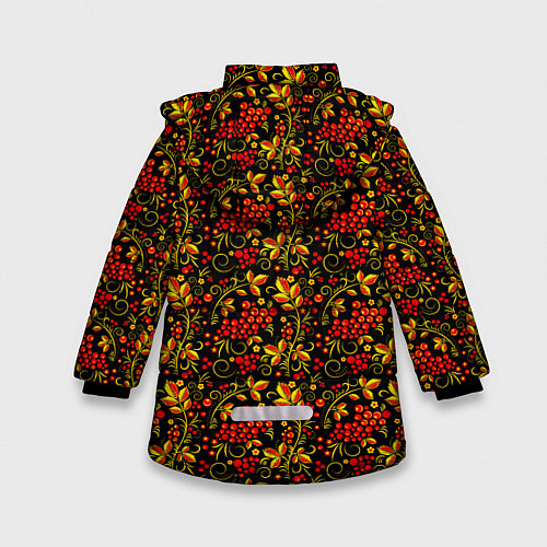 Зимняя куртка для девочки Хохлома - красная рябина / 3D-Красный – фото 2