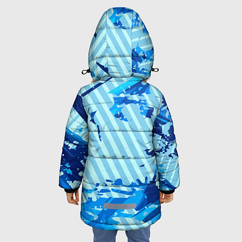 Зимняя куртка для девочки Синие линии / 3D-Светло-серый – фото 4