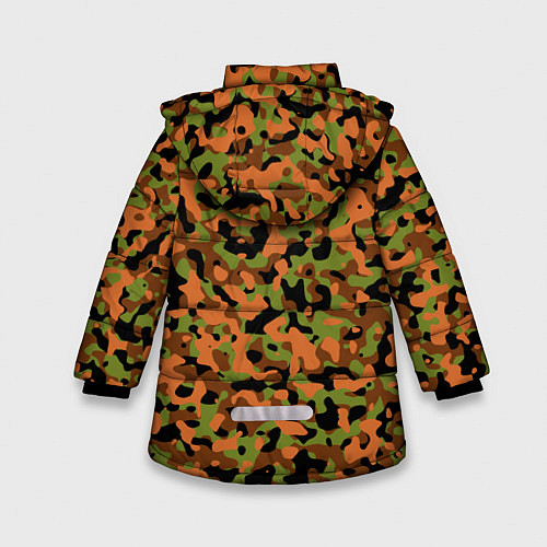 Зимняя куртка для девочки Камуфляж осенний лес мелкий / 3D-Красный – фото 2