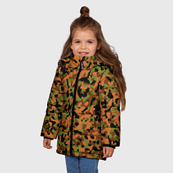 Куртка зимняя для девочки Камуфляж осенний лес мелкий, цвет: 3D-красный — фото 2